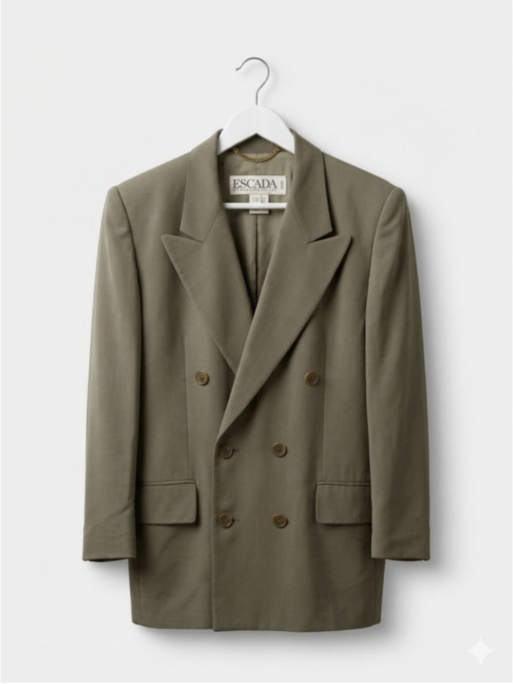 Vintage ESCADA Margaretha Ley Wool Blazer Jacket EU 38 US M Khaki Olive Drab EUC